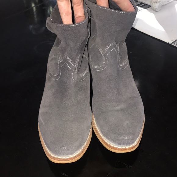 SamEdelman greysuede stacked heel ankle bootie 7.5 - Picture 2 of 8